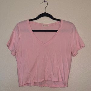 pink cropped top